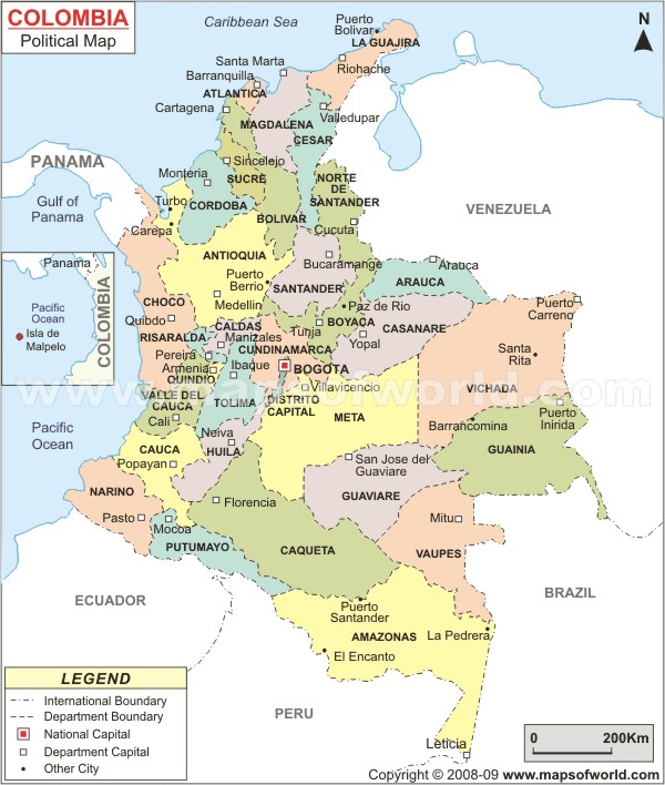 colombie politique carte